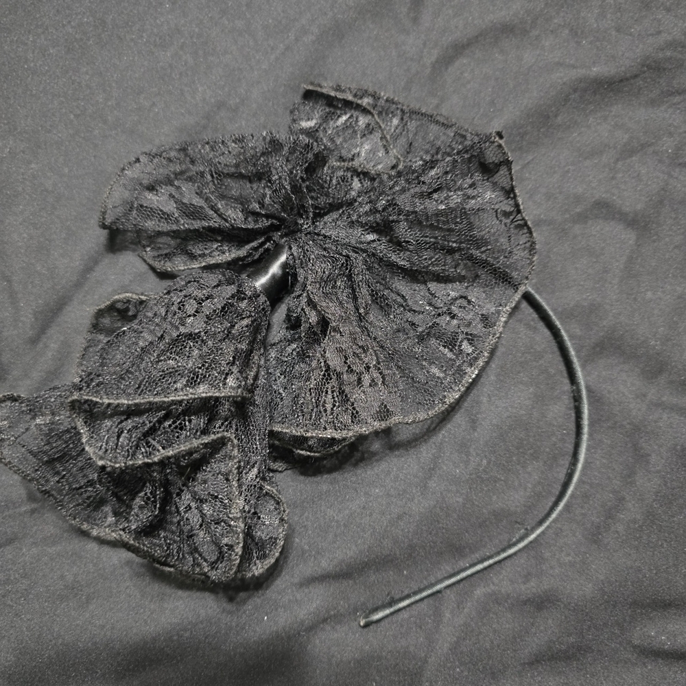 Black Lace Bow Headband